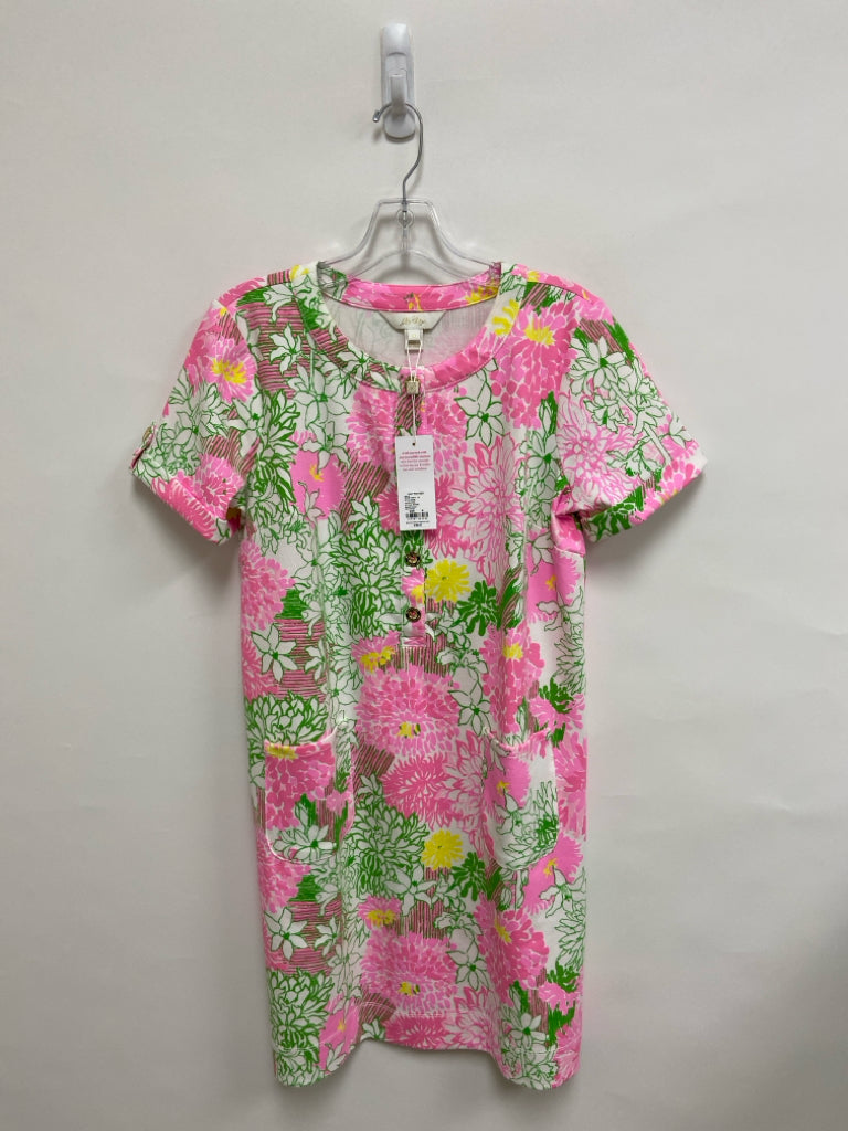 NWT LILLY PULITZER Size M Pink Green/White Flowers Ladies Dress