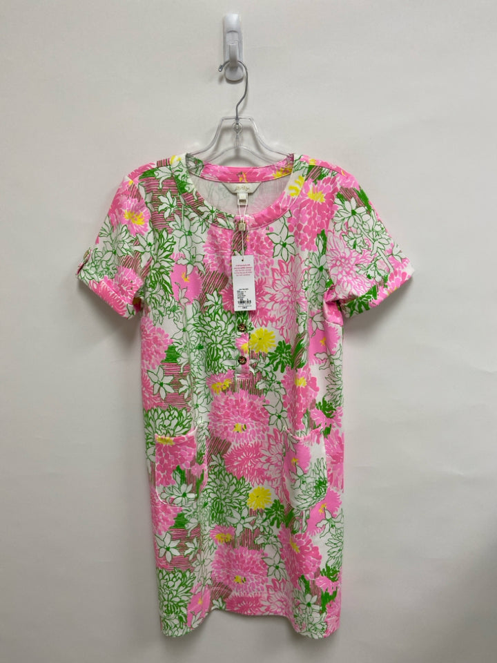 NWT LILLY PULITZER Size M Pink Green/White Flowers Ladies Dress