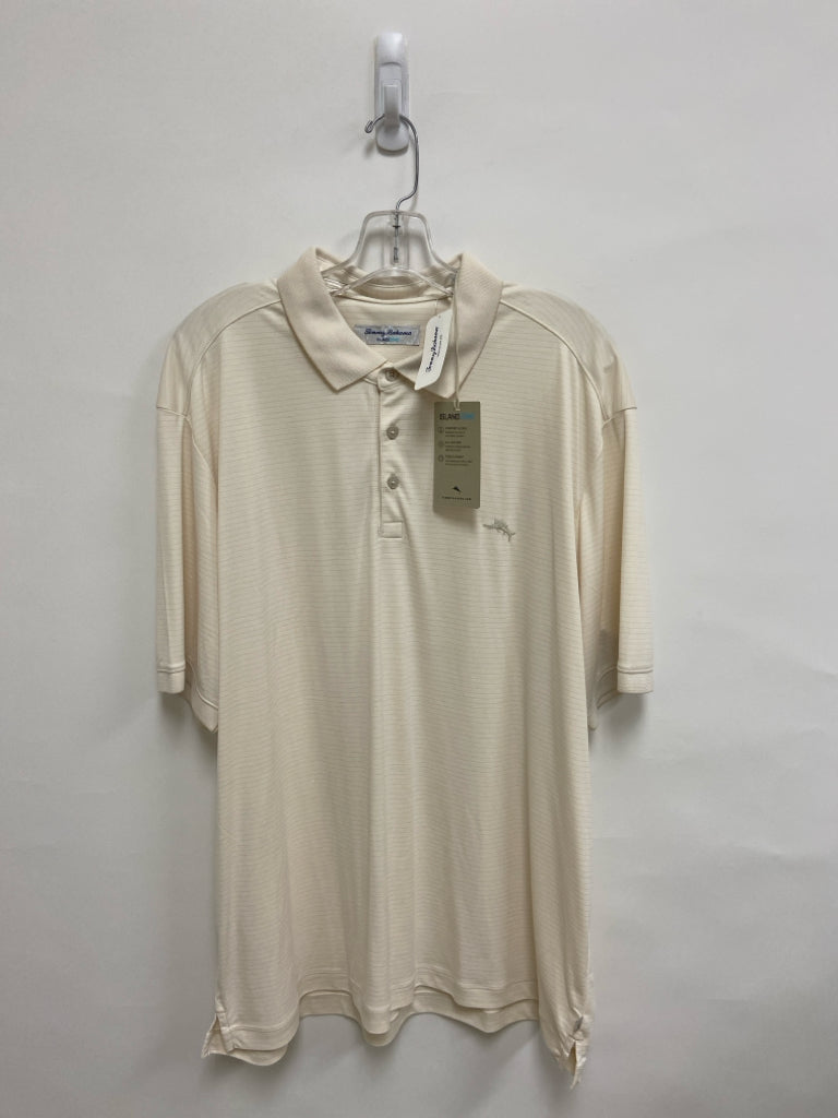NWT Tommy Bahama Size XXL Beige Striped Polo Men&