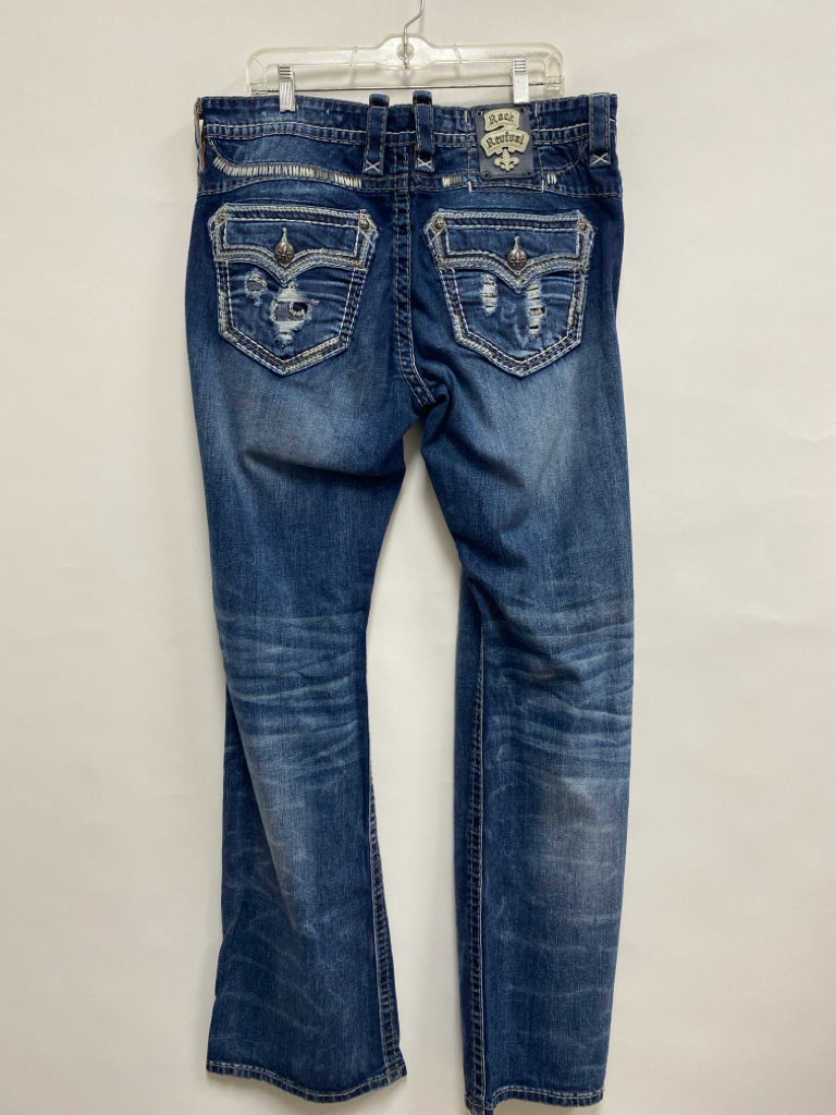 Rock Revival Size 36 Faded Navy Embroidered Men&