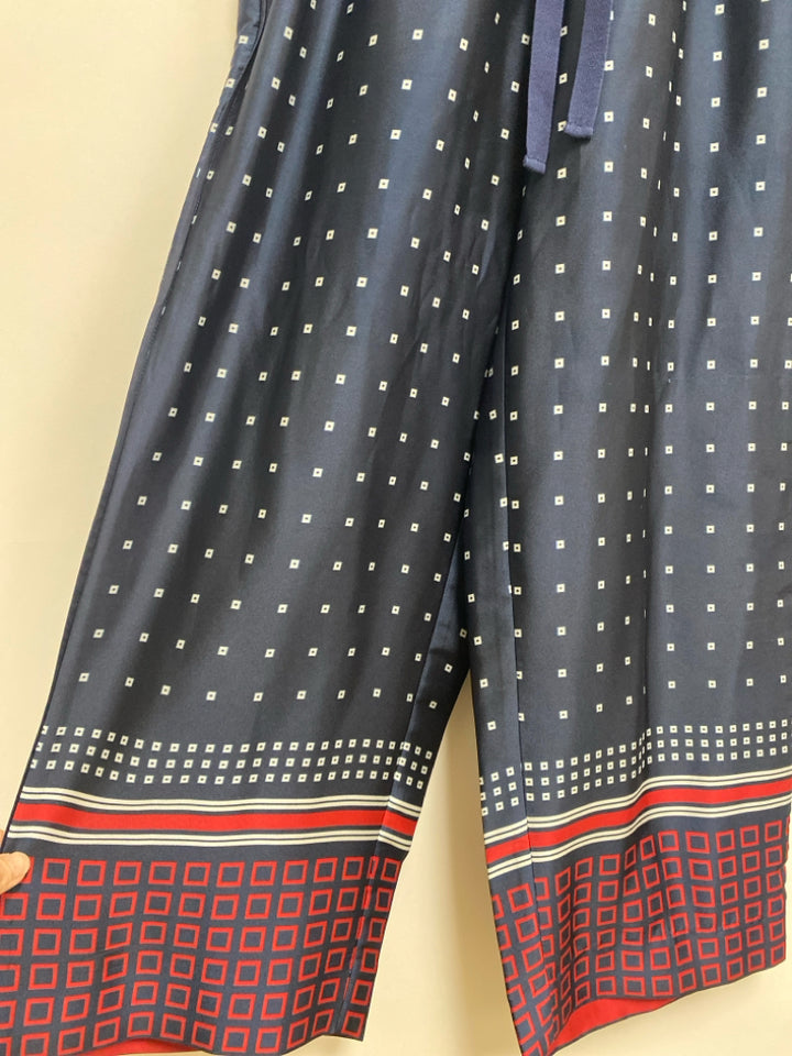 J Crew Size 2 Navy White/Red Squares Pull-on Ladies Pants