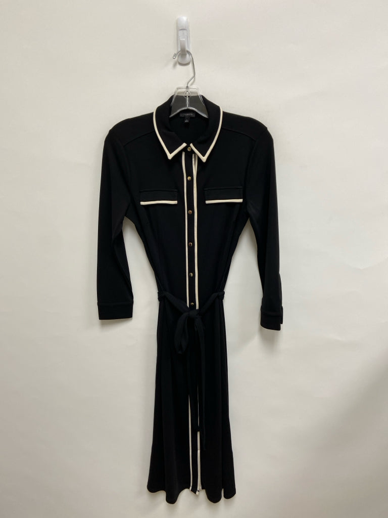 Talbots Size S Black Cream Trimmed Button Up Ladies Dress