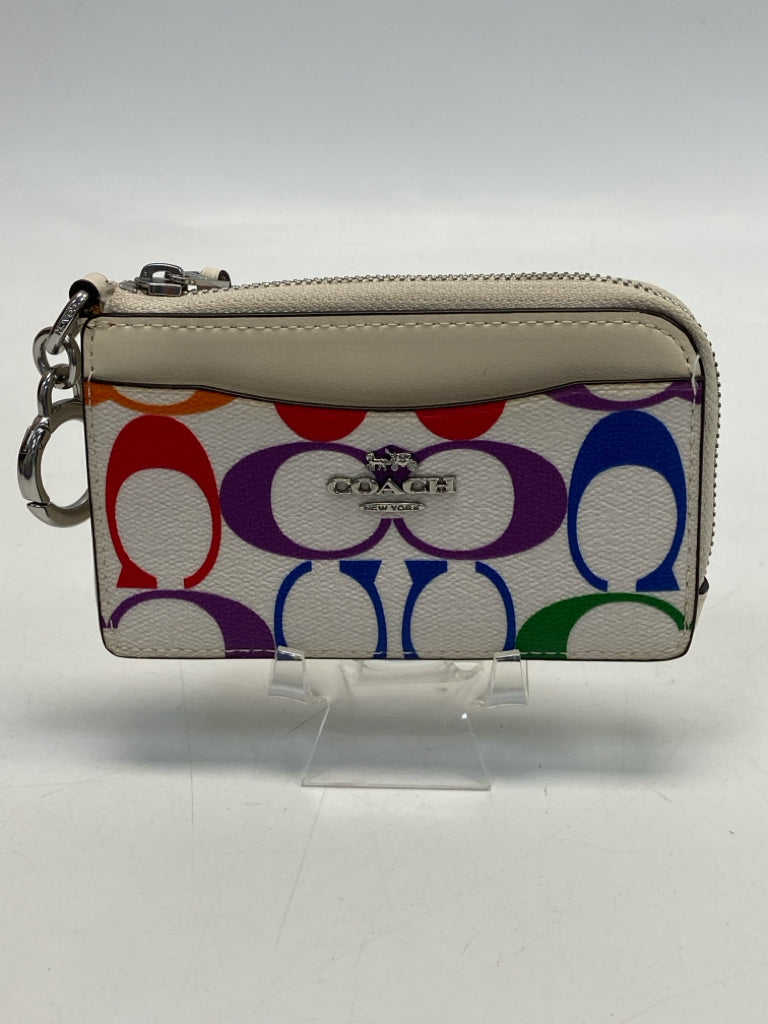 Coach Cream Multi Color Signature Keychain