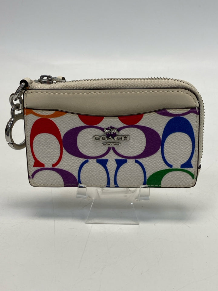 Coach Cream Multi Color Signature Keychain