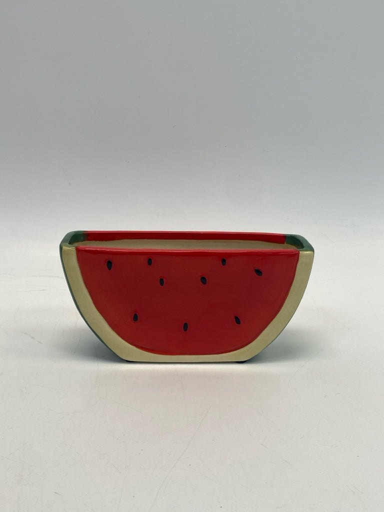 Red Green/Beige Watermelons Ceramic Vase