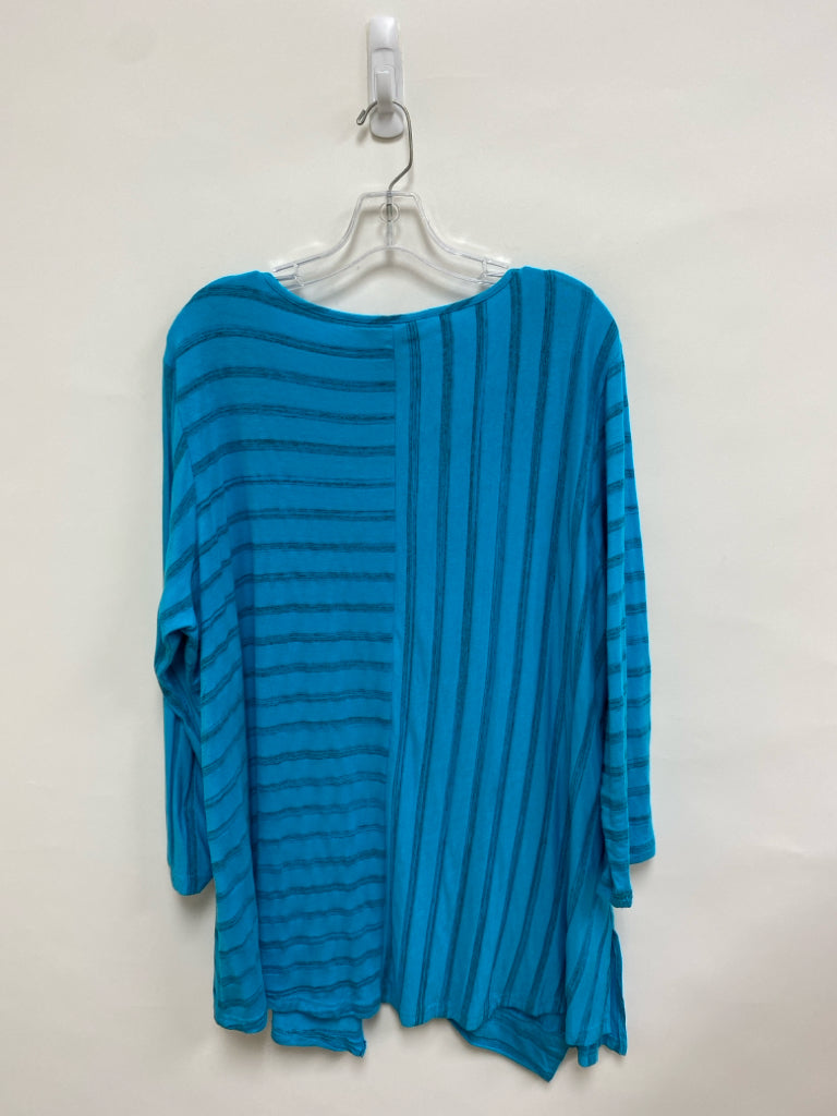 Ali Miles  SIZE  1X Turquoise Gray Striped Tunic Plus Size Top