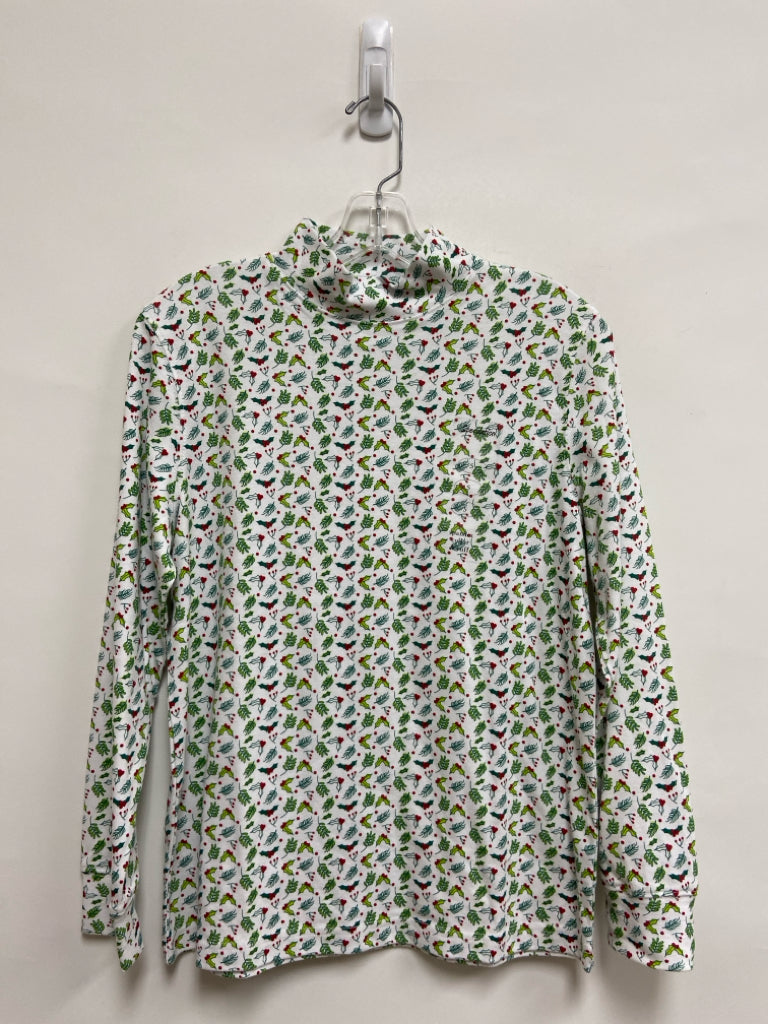 NWT Size S White Green Holly Berries Long Sleeve Ladies Top