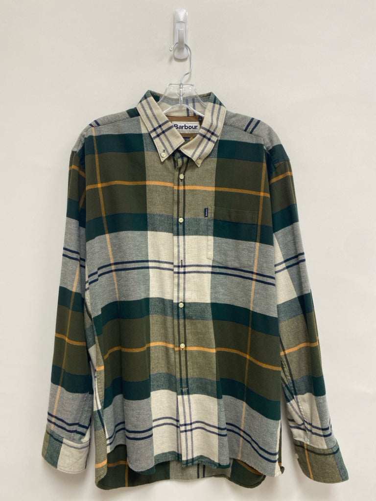 Barbour Size L Green Navy/Yellow Plaid Men&