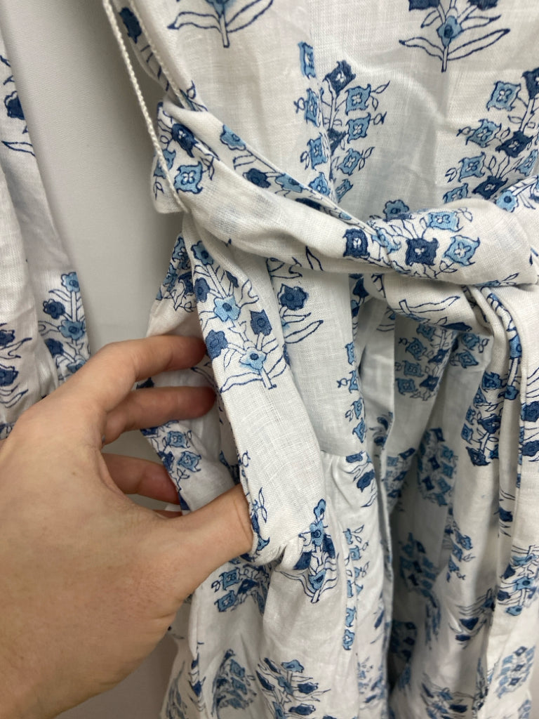 Size L White Blue Flowers Maxi Ladies Dress