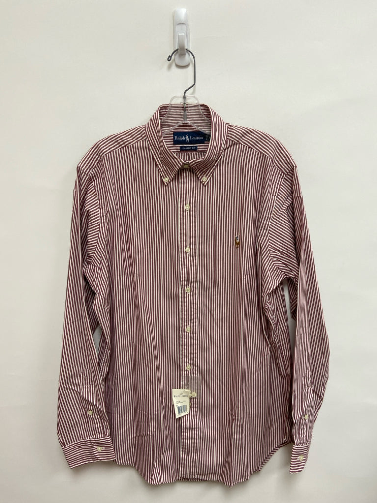 NWT Ralph Lauren Size M White Burgundy Stripes Men&