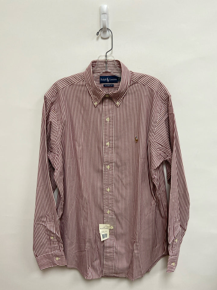 NWT Ralph Lauren Size M White Burgundy Stripes Men&