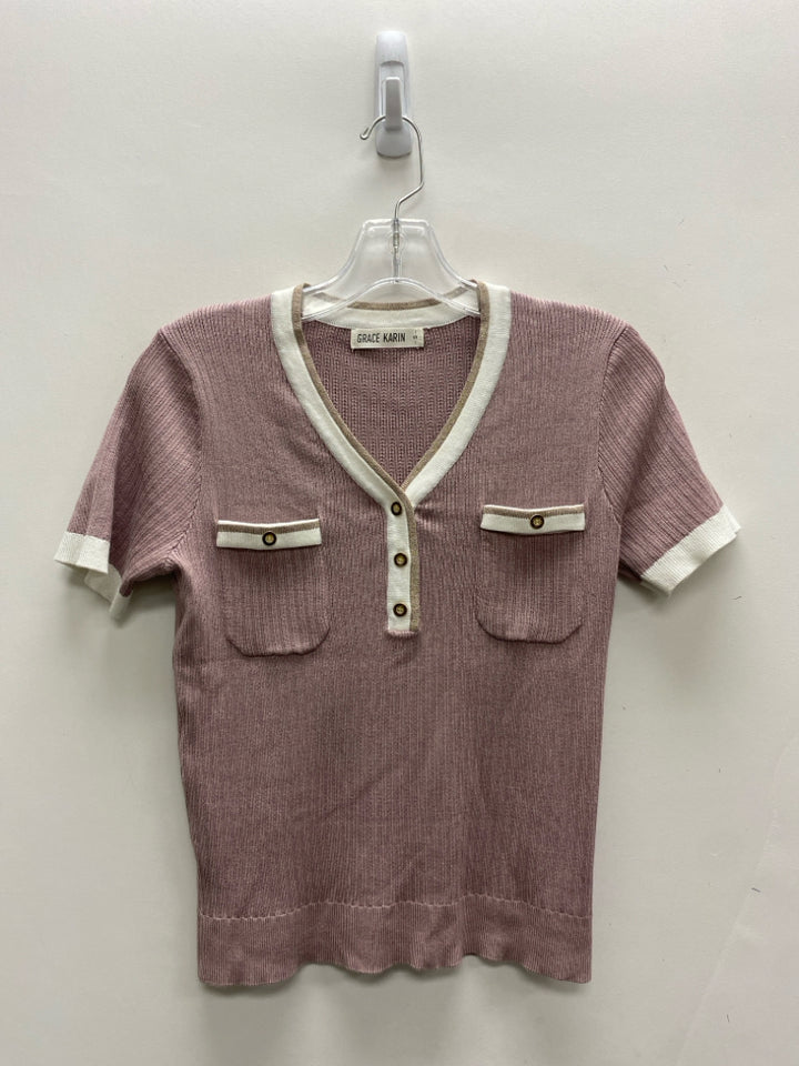 GRACE KARIN Size S Dusty Purple White/Gold Trimmed Ladies Sweater