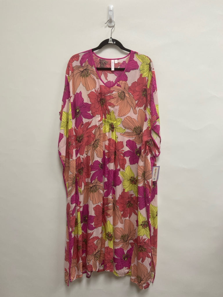 NWT JOYSPUN Size XL Pink/Yellow Coral Flowers Ladies Dress
