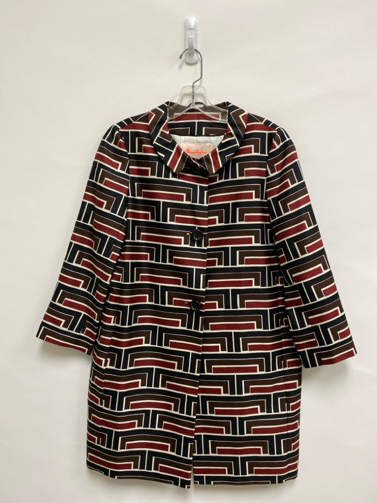 Kate Spade Size 6 Black Burgundy/Cream Geometric Ladies Jacket