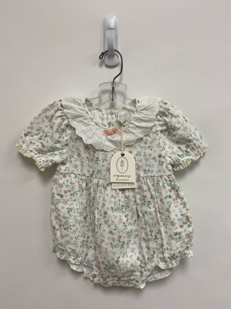 NWT ELEGANT BABY SIZE 6-9M White Green Flowers Girl&