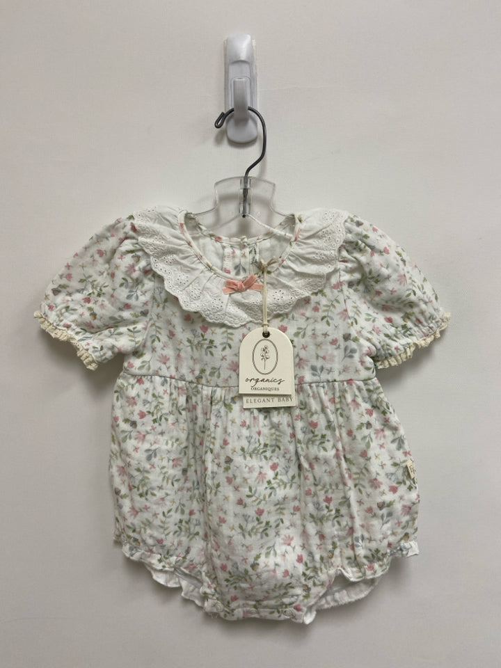 NWT ELEGANT BABY SIZE 6-9M White Green Flowers Girl&