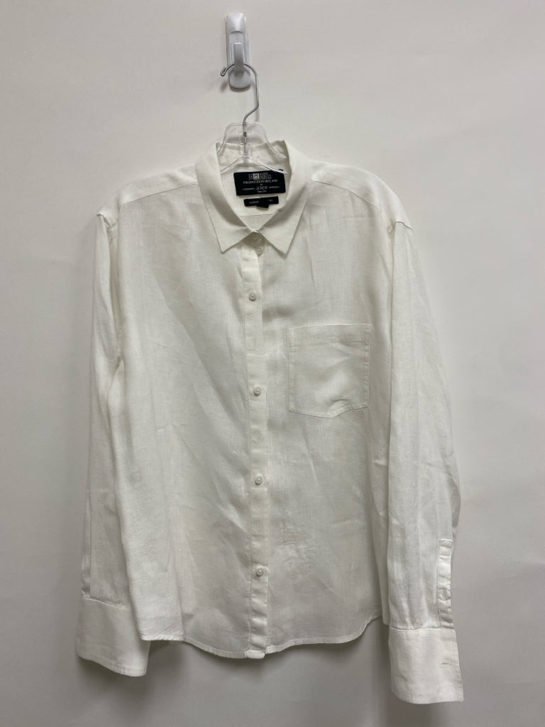 J Crew Size 12 White Button Down Linen Ladies Top