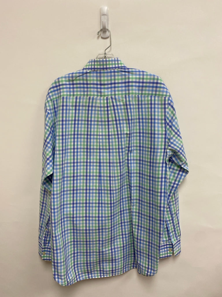 Vineyard Vines Size L White/Blue Green Checkered Men&