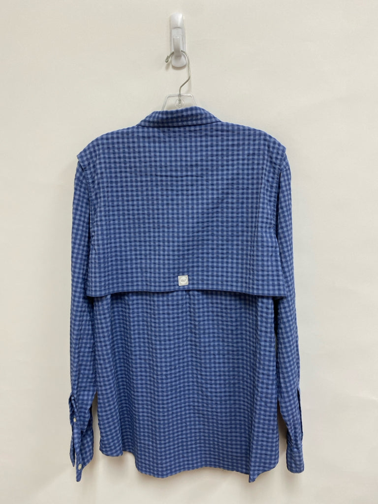 Vineyard Vines Size M Navy/Blue Checkered Button Up Men&