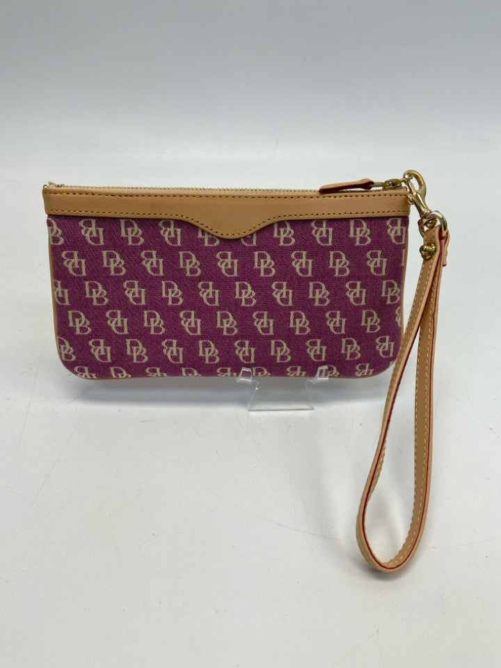 Dooney &amp; Bourke Plum Tan Signature Wristlet