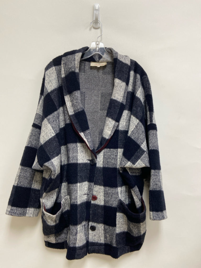 Chiara Cocol Size L Navy Gray Checkered Ladies Jacket