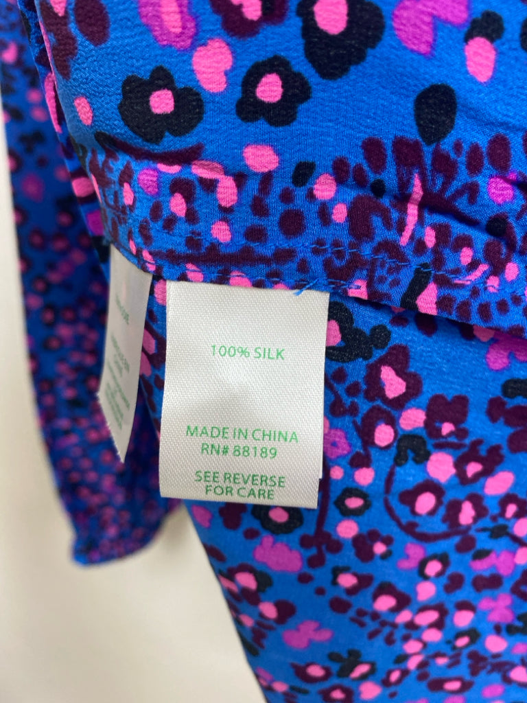 LILLY PULITZER Size XL Periwinkle Burgundy/Pink Dots Silicone Ladies Top