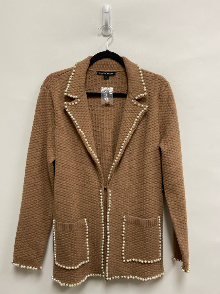 NWT Boston Proper Size M Tan Pearls Ladies Sweater