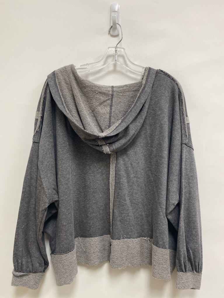 NWT Zenana Size L Charcoal Mottled Hooded Ladies Pullover