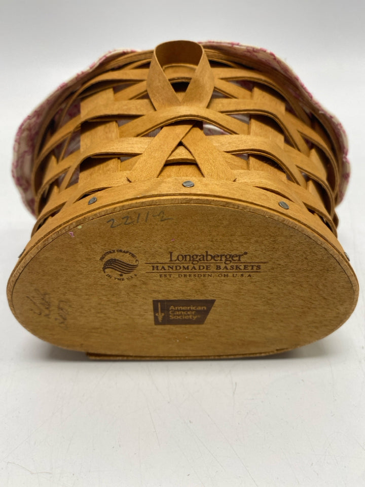 Longaberger Brown Pink/Cream Basket