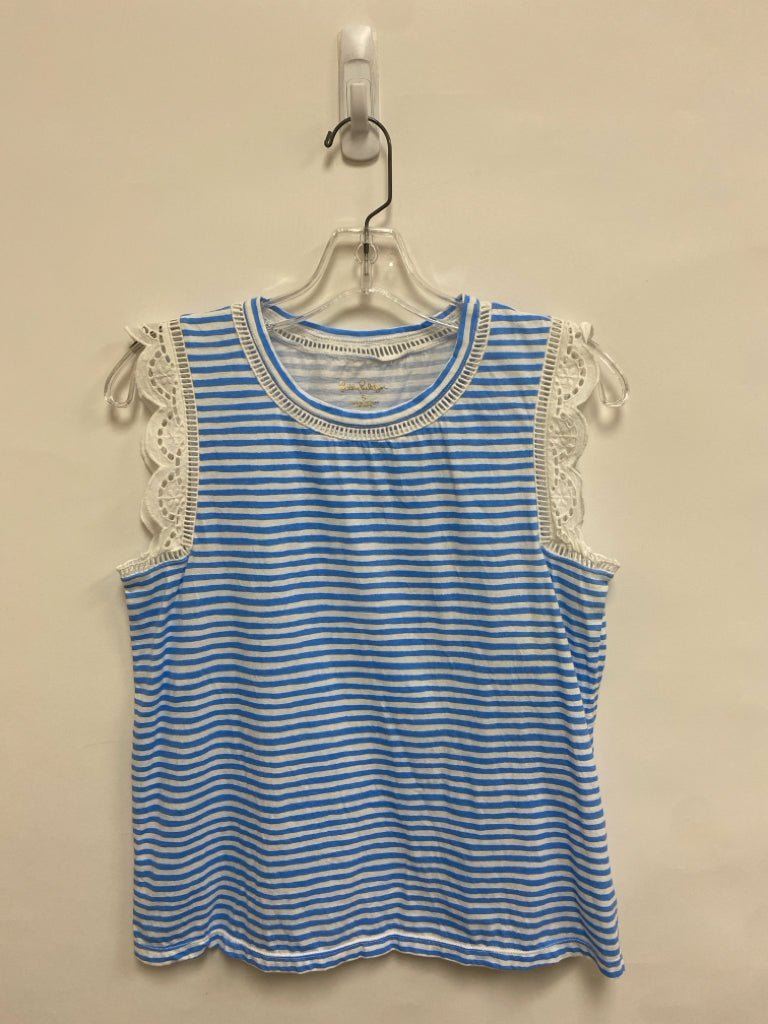 LILLY PULITZER Size S White Powder Blue Stripes Sleeveless Ladies Top
