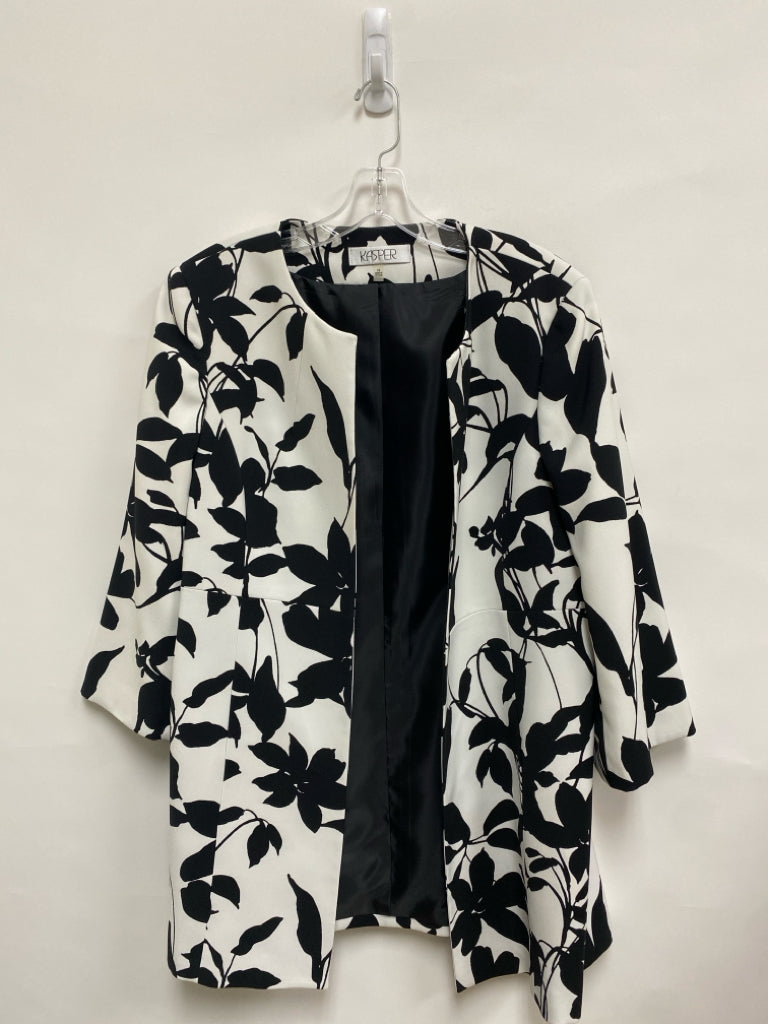 Kasper Size 14 White Black Flowers Drape Ladies Jacket