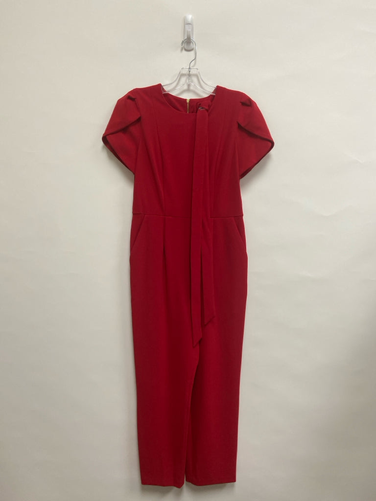 Calvin Klein Size 8 Red Puff Sleeve Ladies Jumpsuit