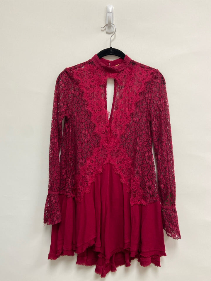 Free People Size XS Red Lace Ladies Top