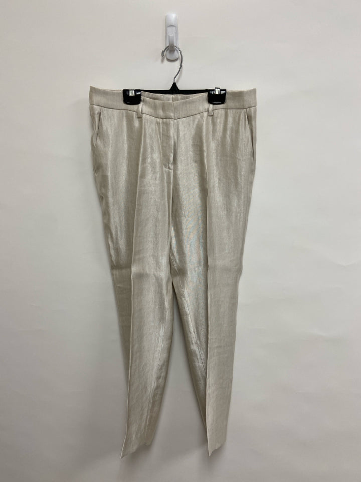 Size L Cream Shimmery Linen Blend Ladies Pants