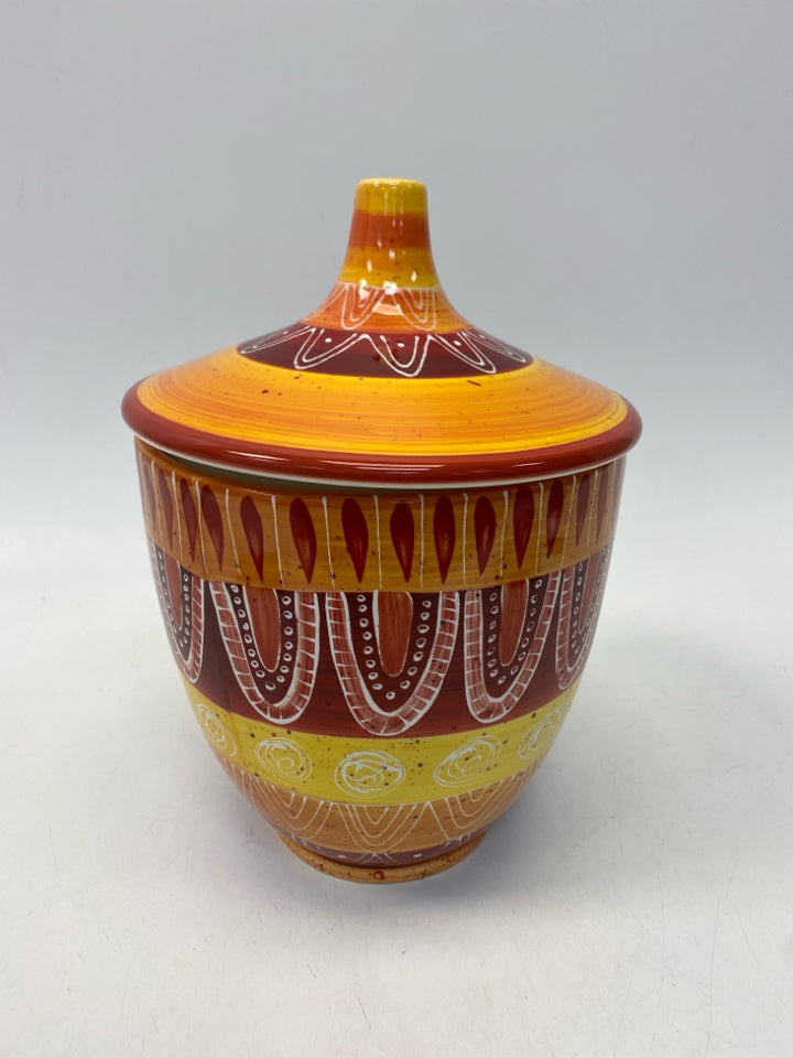 Orange/Red Gold Southwestern Ceramic Cookie Jar
