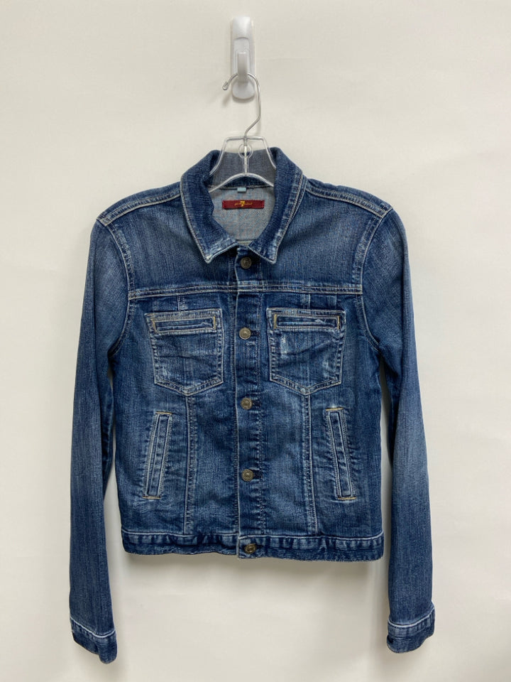 7/Mankind Size XS Blue Denim Button Up Ladies Jacket