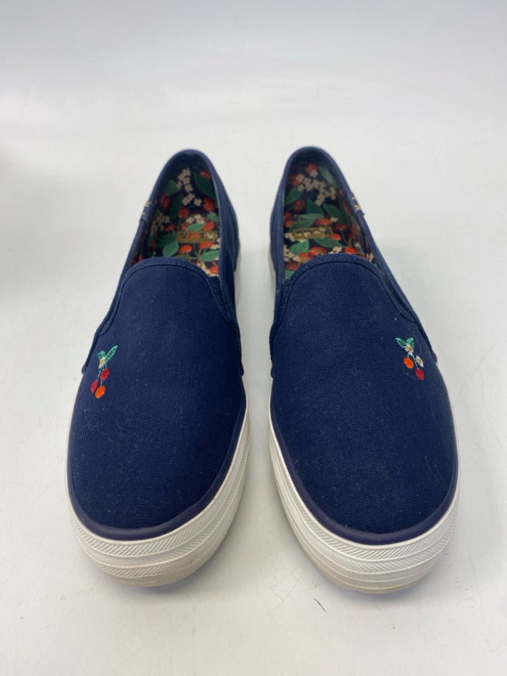 Keds  Size 6.5 Navy Red/Green Cherry(ies) Canvas Sneakers