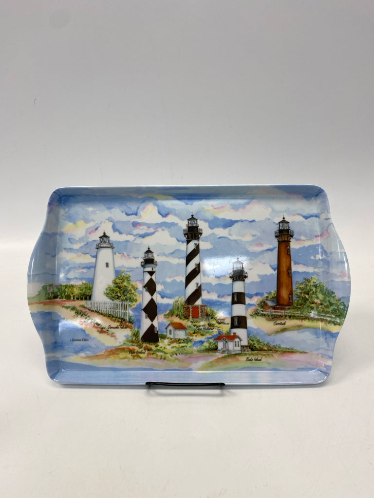 Blue Multi Color Lighthouse Melamine Serving Piece