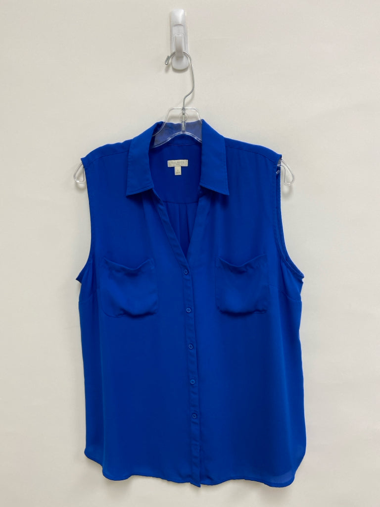 Talbots Size L Blue Buttons Sleeveless Ladies Top
