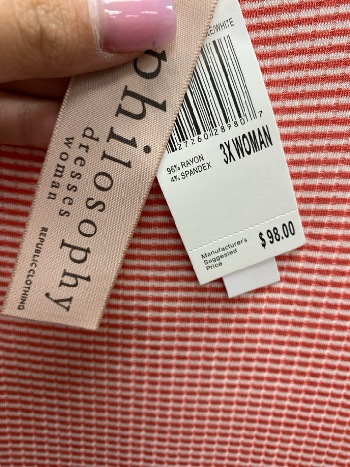 NWT philosophy  SIZE  3X White/Orange Stripes Plus Size Dress