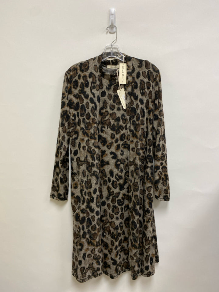 NWT Size M Tan Brown/Black Animal Print Sleeveless Ladies 2pc Dress