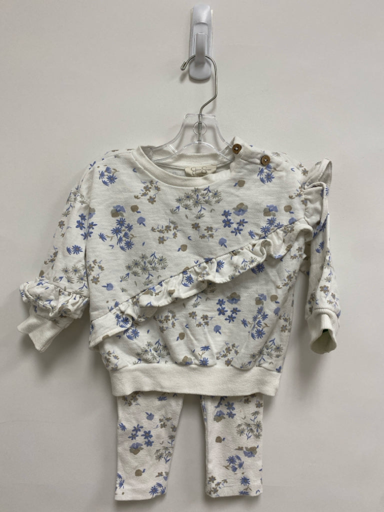 Jessica Simpson SIZE 18M White Taupe/Blue Flowers Girl&