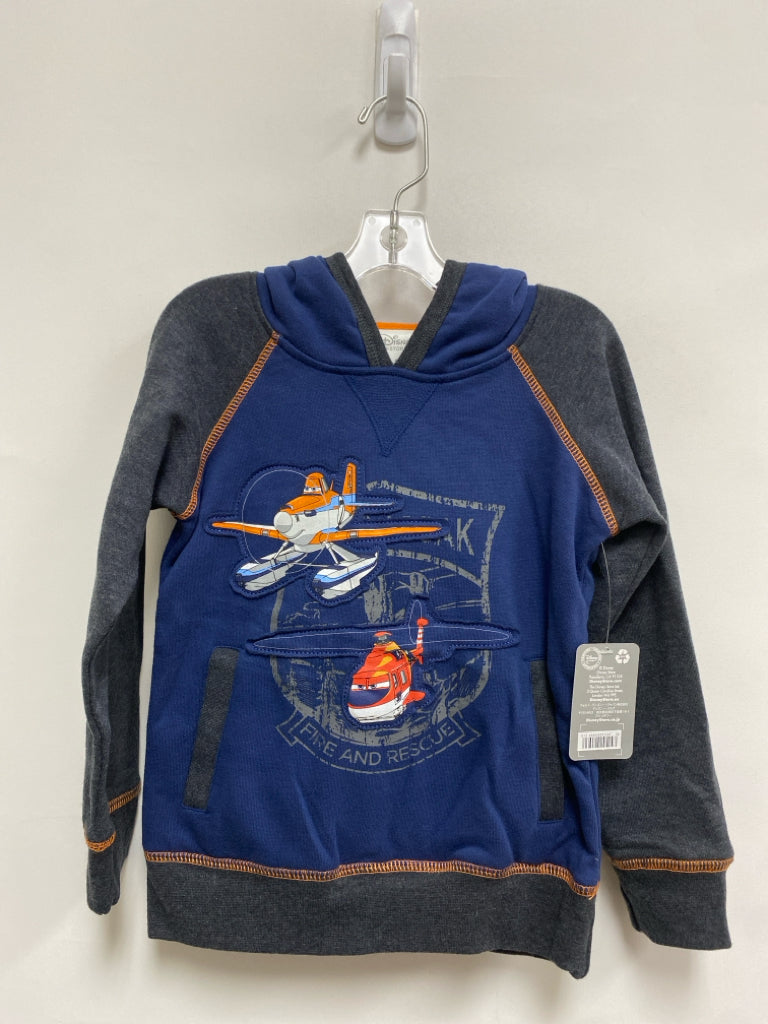NWT Disney SIZE 4 Charcoal Navy/Orange Helicopters Hooded Boy&