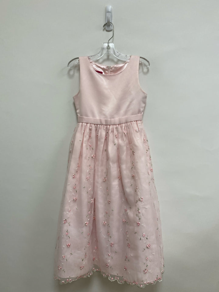 SIZE 10 Pink Flowers Sleeveless Embroidered Girl&