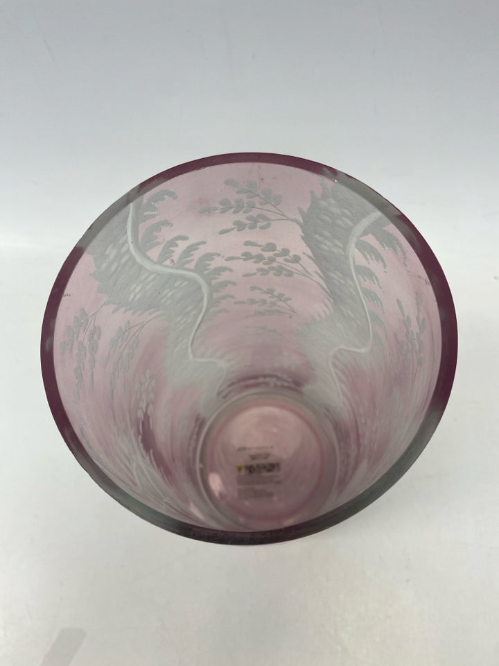 Anthropologie Lilac White Flowers Glass Vase