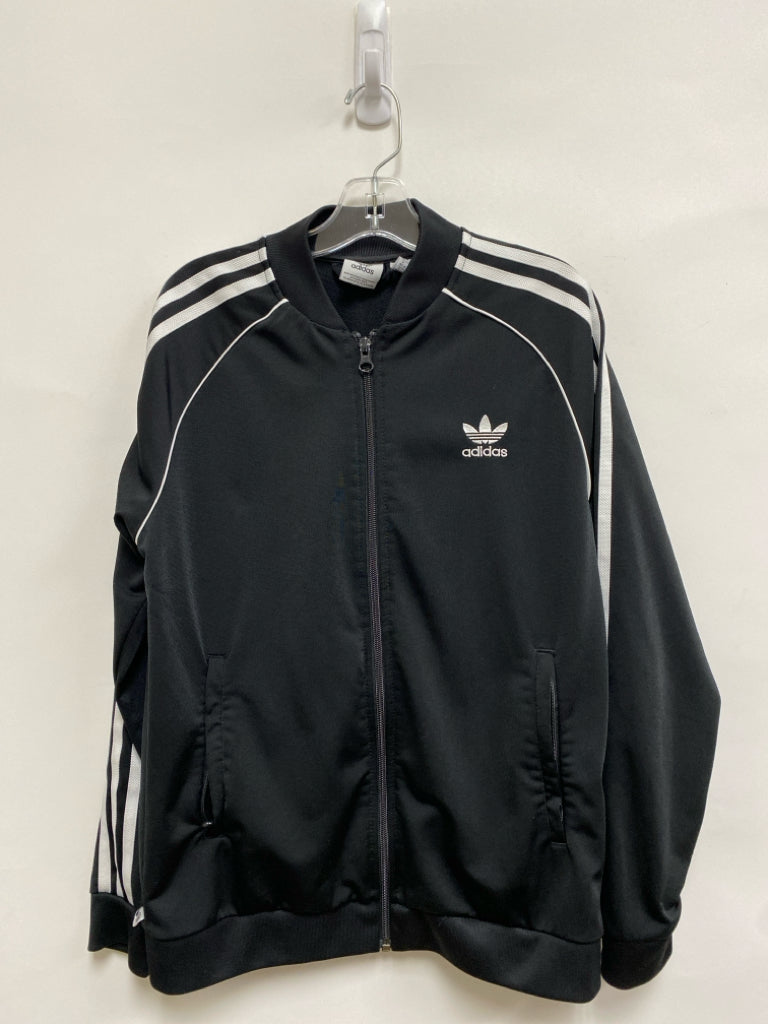 Adidas SIZE L Black White Stripe Zip Down Boy&