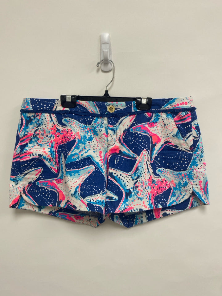 LILLY PULITZER Size 12 White Navy/Pink Starfish Ladies Shorts