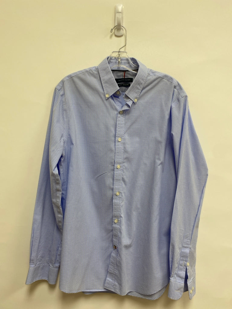 Tommy Hilfiger Size L Blue/White Checkered Button Up Men&