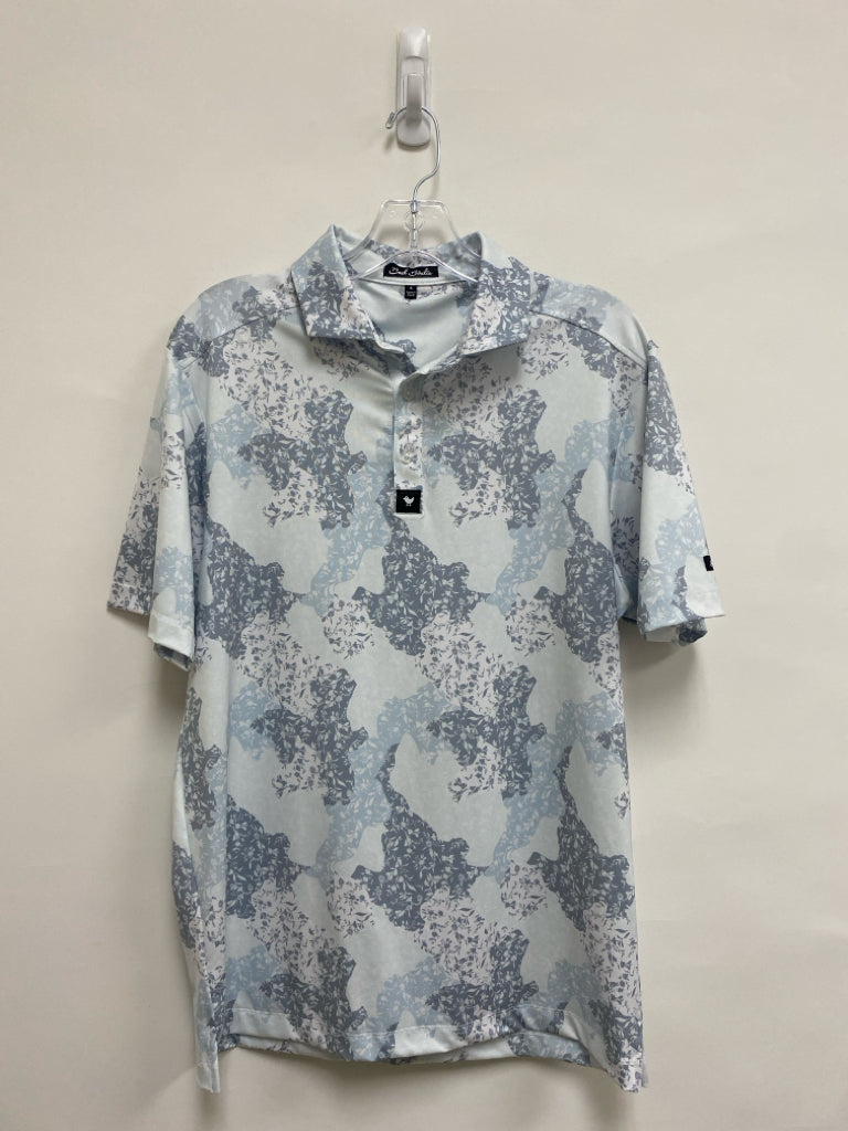 Size S Pale Blue Gray Shapes Polo Men&