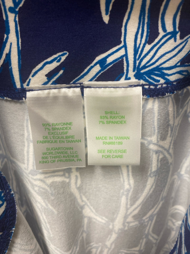 LILLY PULITZER Size L Navy White Print Ladies Skirt